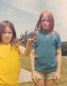 Jill Puckett and Jan with pet bluejay